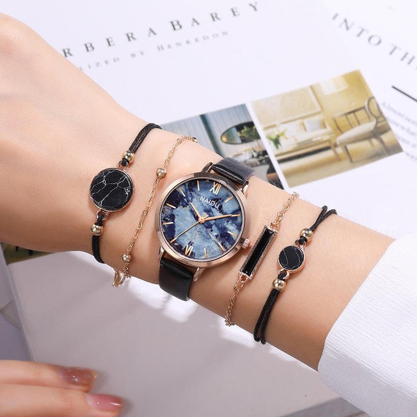 Simple Marble Surface Thin Belt Quartz Belt Watch
