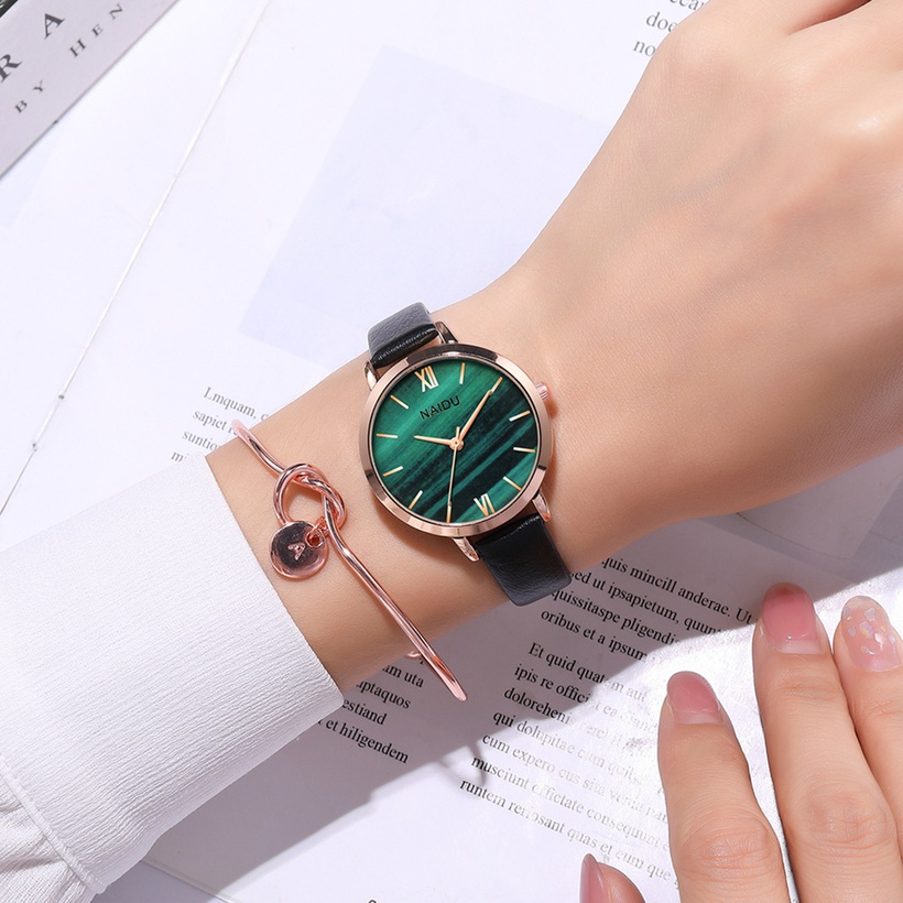 Simple Marble Surface Thin Belt Quartz Belt Watch