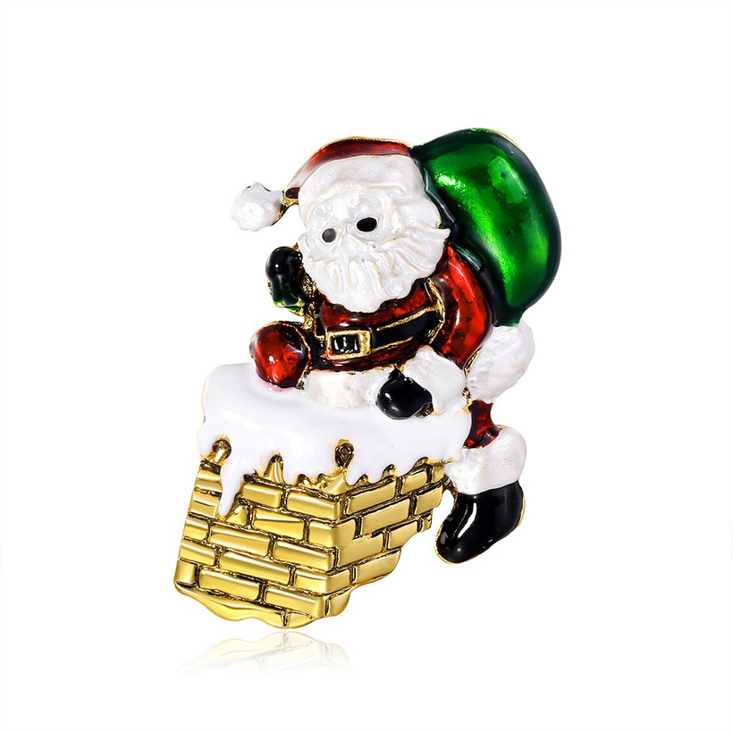 New Christmas Brooch Jewelry Alloy Dripping Cartoon Holiday Santa Corsage