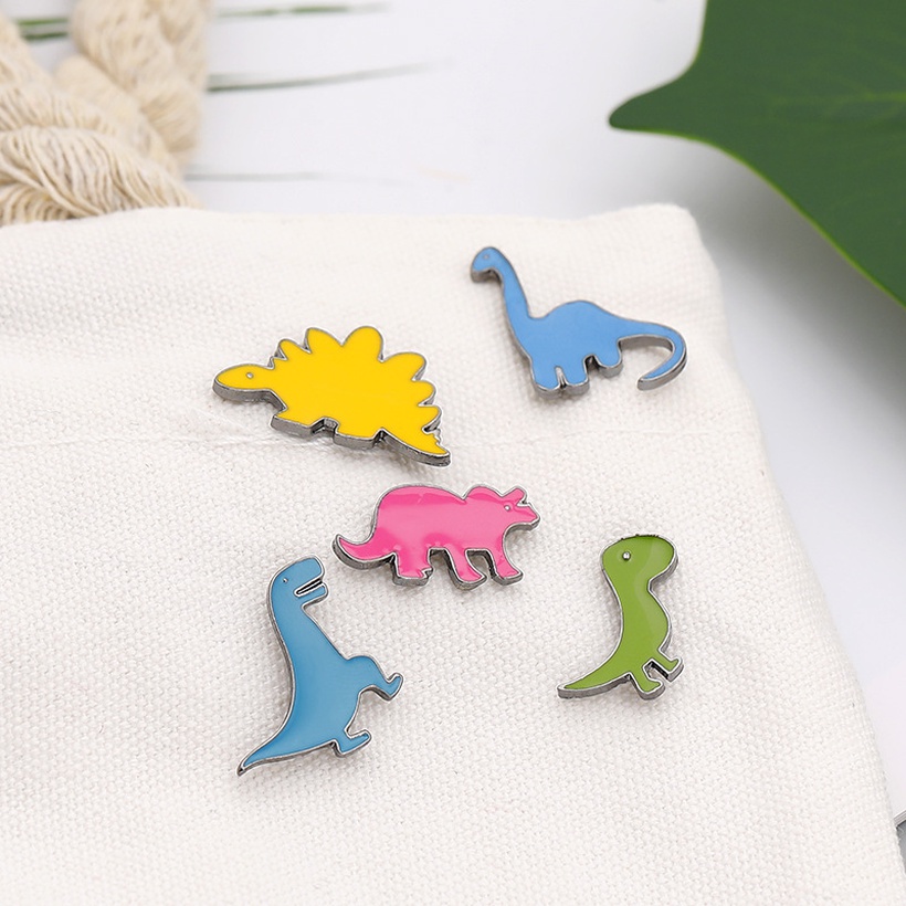 Cartoon Childlike Dinosaur Dripping Brooch Set
