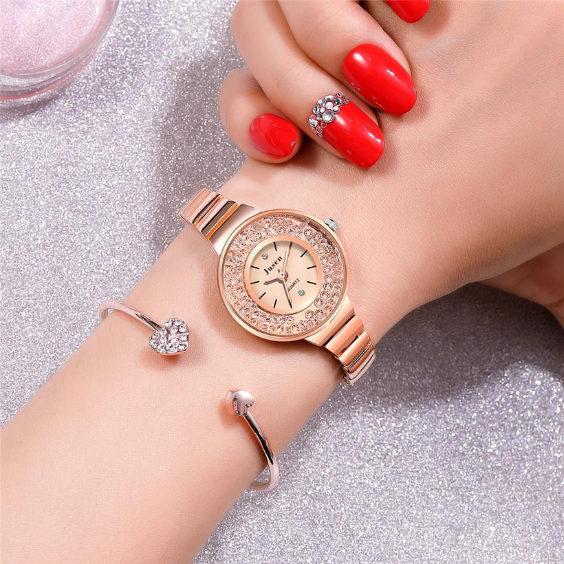 Luxury Temperament Quartz Ladies Fashion Watch Highend Rhinestone Ball Steel Strap Watch