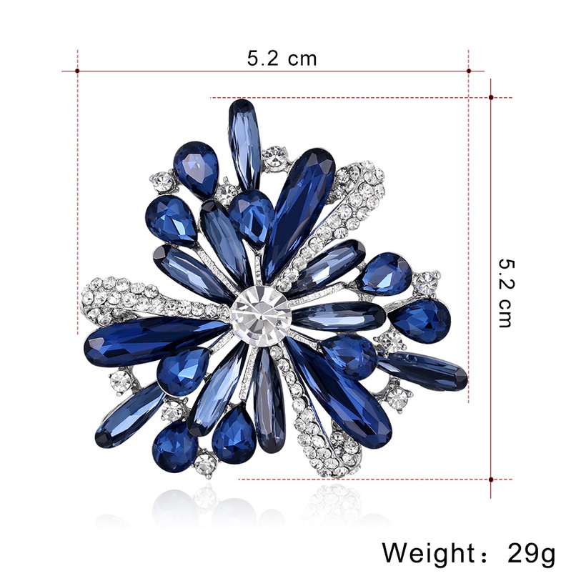 Jewelry Blue Rhinestone Flower Brooch