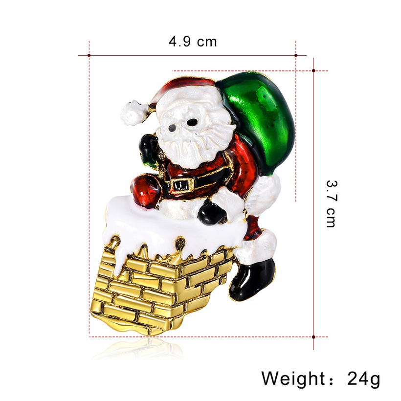 New Christmas Brooch Jewelry Alloy Dripping Cartoon Holiday Santa Corsage