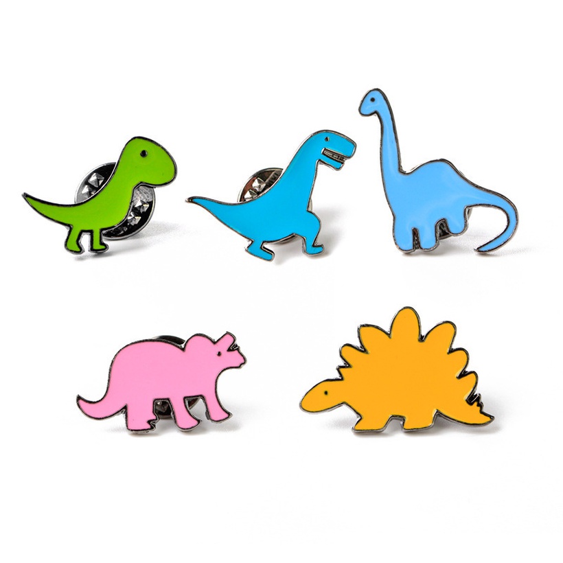 Cartoon Childlike Dinosaur Dripping Brooch Set