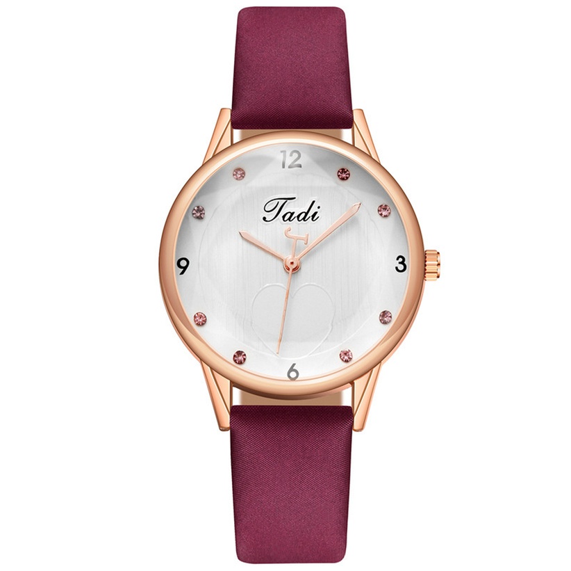 Fashionable Simple Ladies Diamond Watch Rhinestone Pu Belt Casual Watch