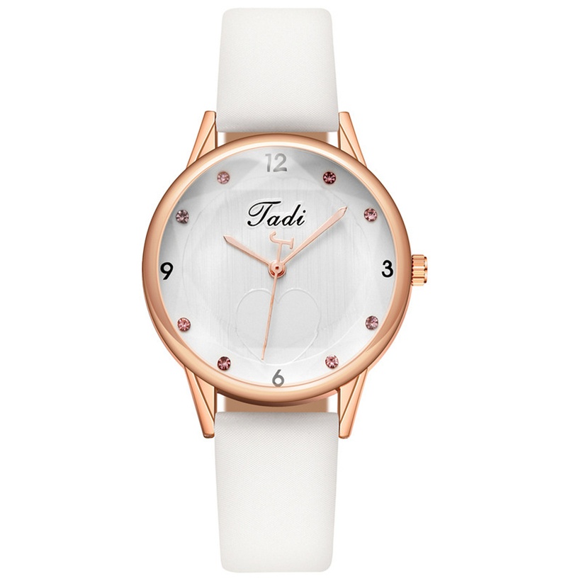 Fashionable Simple Ladies Diamond Watch Rhinestone Pu Belt Casual Watch