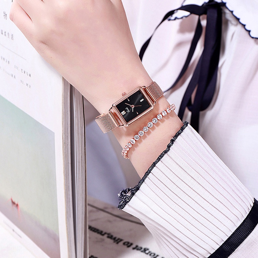 New Korean Fashion Square Ladies Mesh Strap Watch
