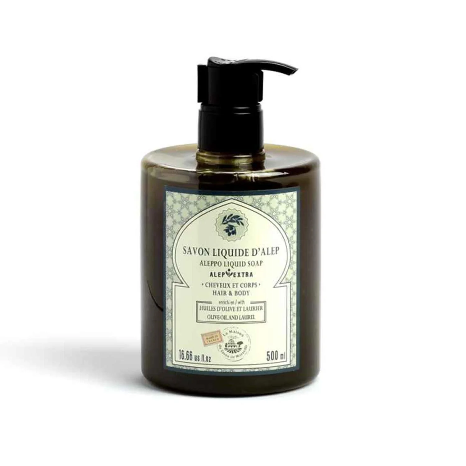 La Maison du Savon de Marseille Aleppo Liquid Soap 500ml (around 8%-15% Laurel Oil)  Fixed Size