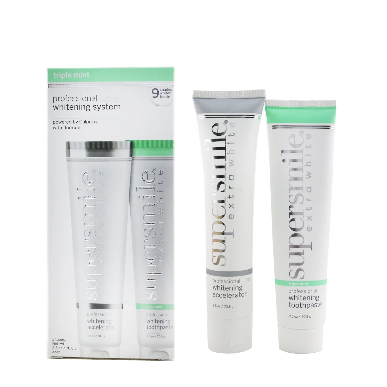 Supersmile Extra White Professional Extra Whitening System (Deluxe Travel) - Triple Mint : Accelerator 70.8g + Toothpaste 70.8g  2x70.8g/2.5oz