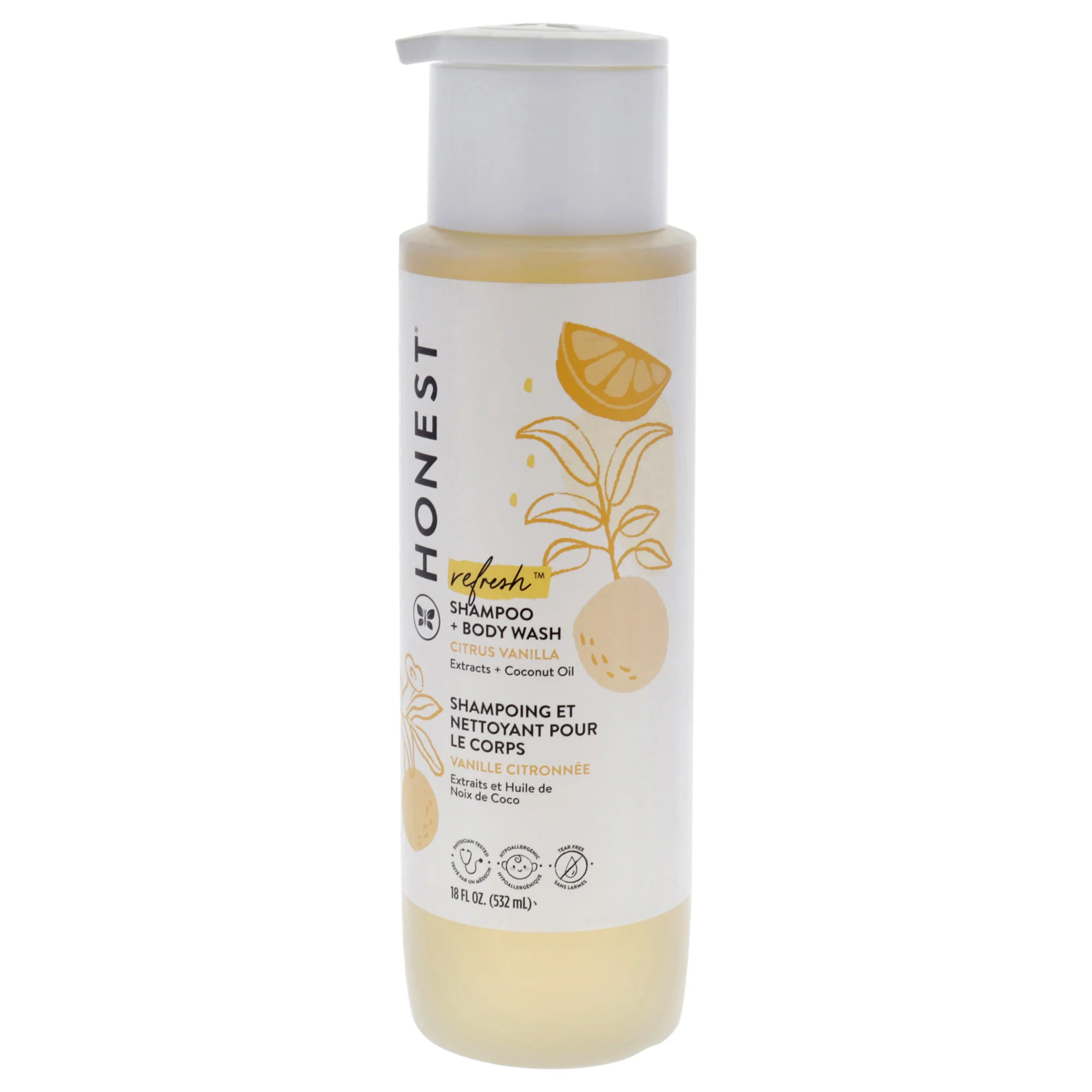 Honest Refresh Shampoo Plus Body Wash - Citrus Vanilla by Honest for Kids - 18 oz Shampoo and Body Wash