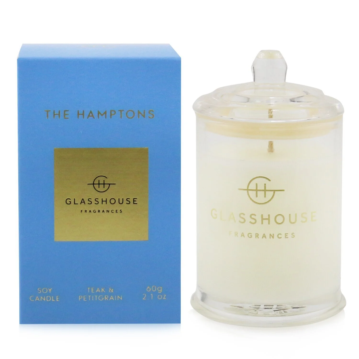 Glasshouse Triple Scented Soy Candle - The Hamptons (Teak & Petitgrain)  60g/2.1oz