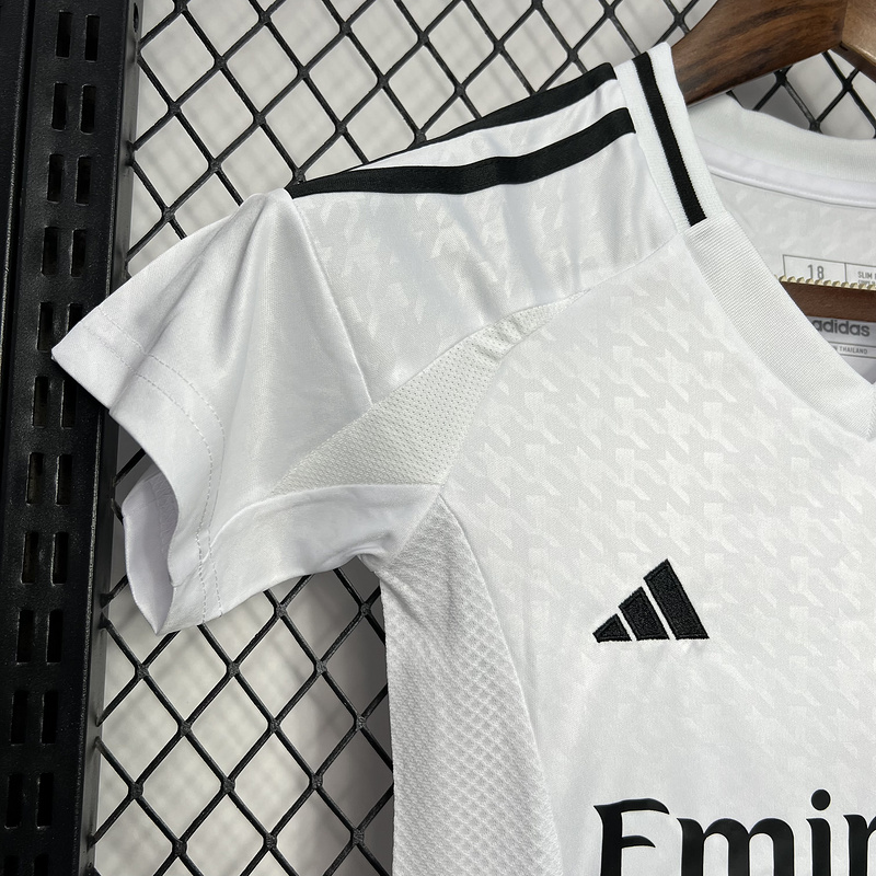Real Madrid Home Soccer Uniform Kids Kit Jersey+Shorts 2024/25