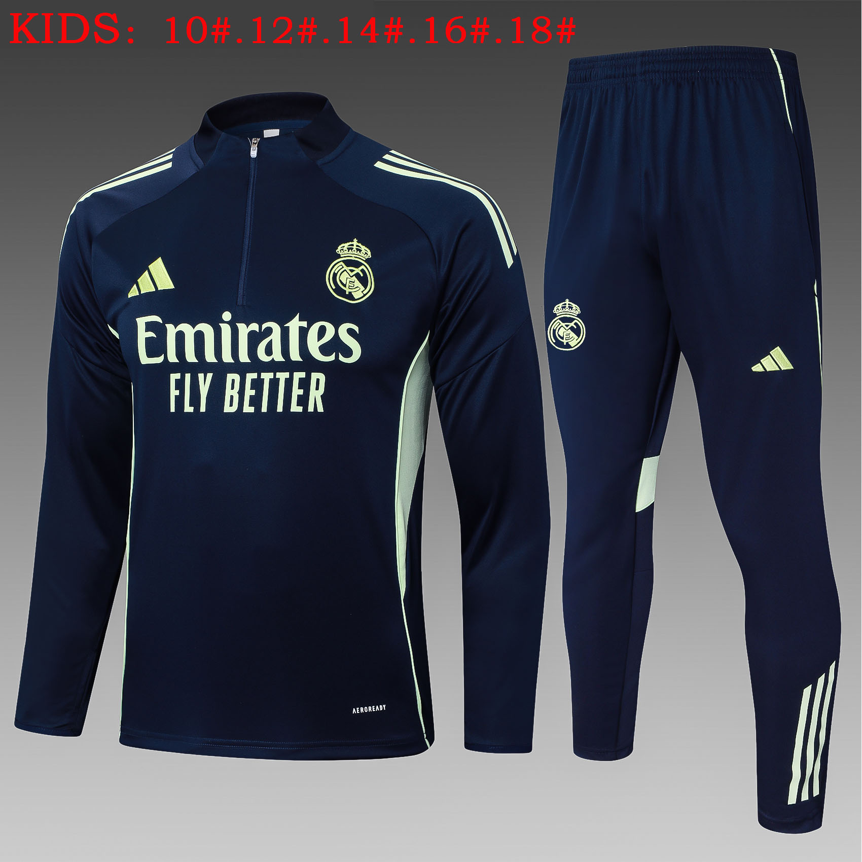Kids Real Madrid Training Kit (Sweatshirt+Pants) Cyan 2025/26