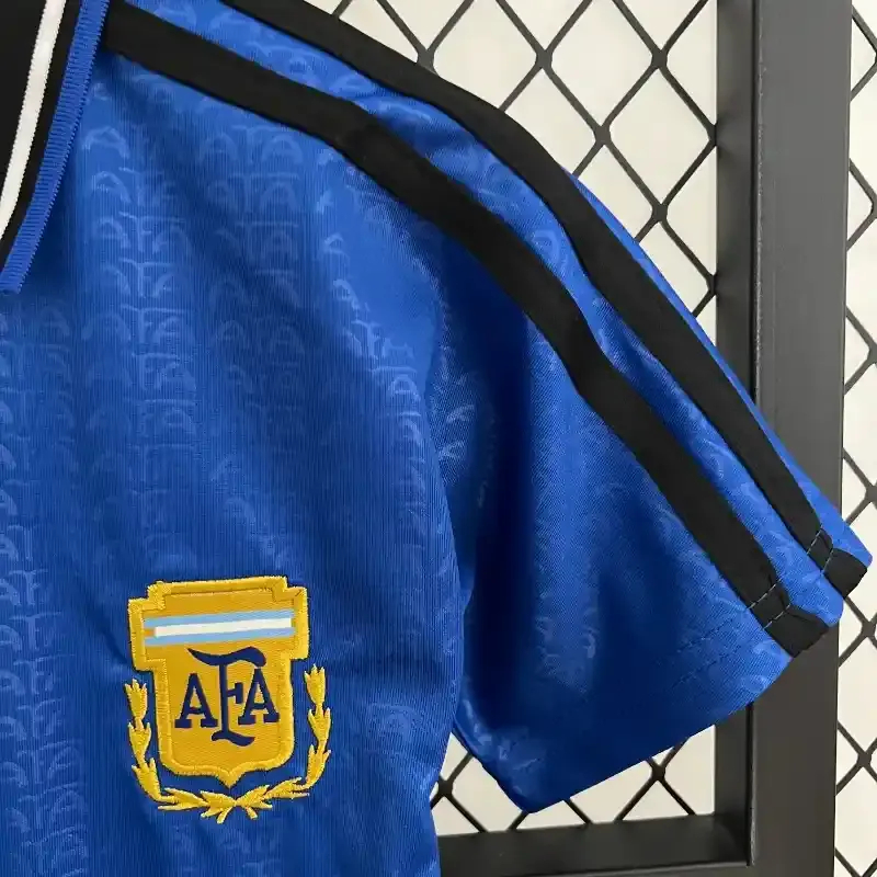 Argentina Retro Away Soccer Uniform Kids Kit Jersey+Shorts World Cup 1994