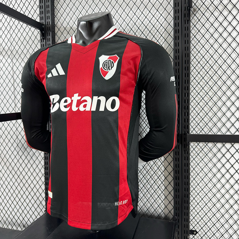 River Plate Authentic Soccer Jersey Away Long Sleeve Shirt 2025/26 - With Sponsors