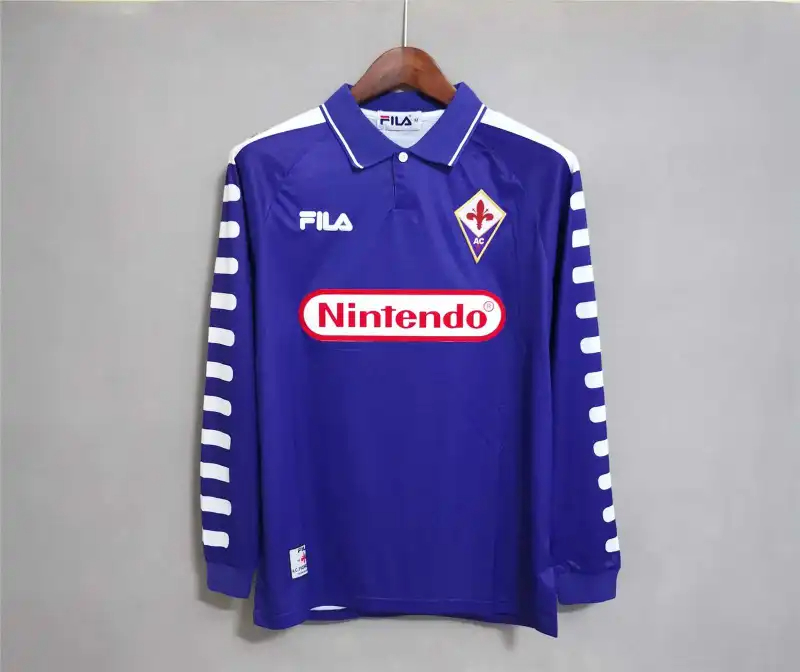 Fiorentina Retro Soccer Jersey Home Long Sleeve Custom Shirt 1998/99