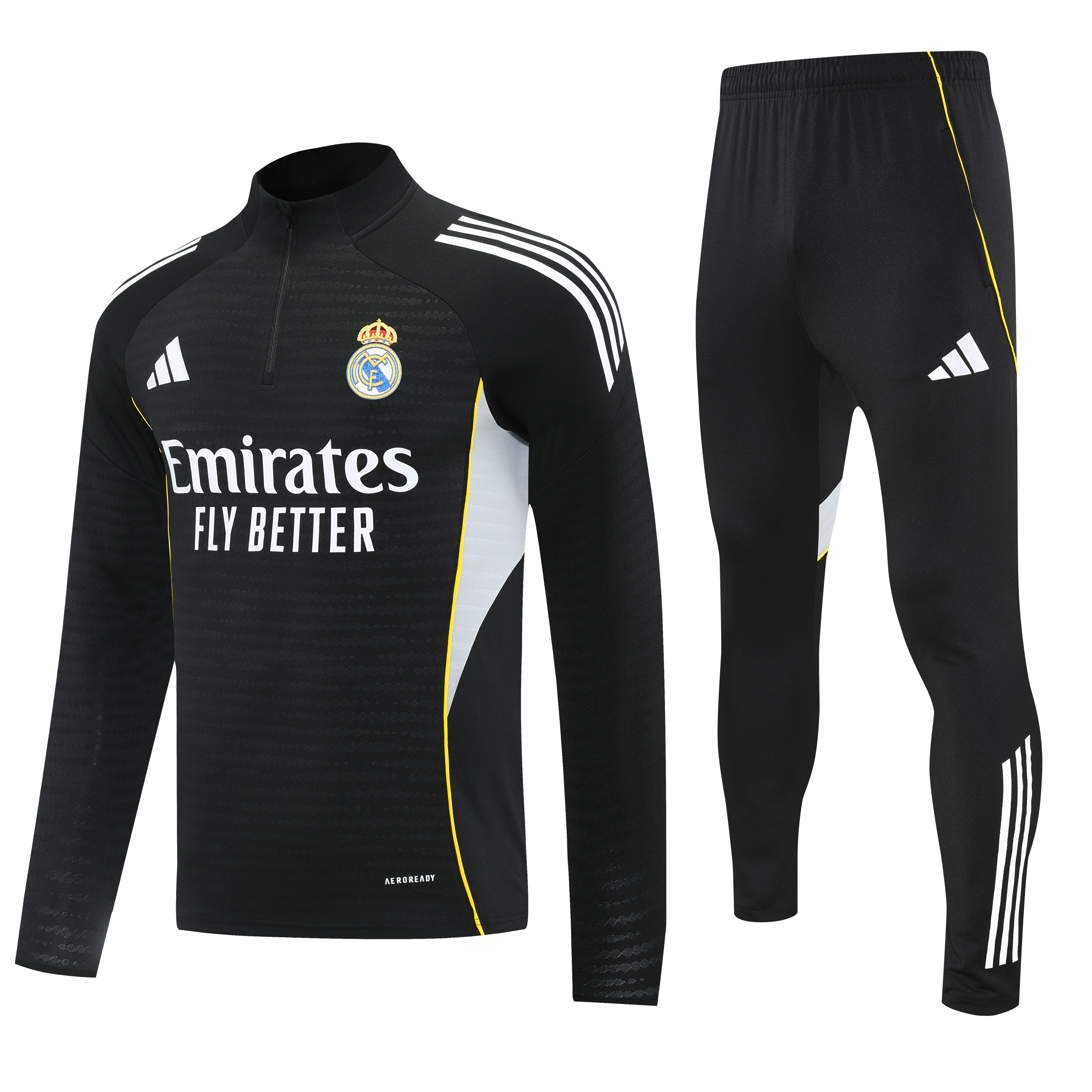 Real Madrid Authentic Training Kit (Sweatshirt+Pants) Black 2025/26 - Player Version