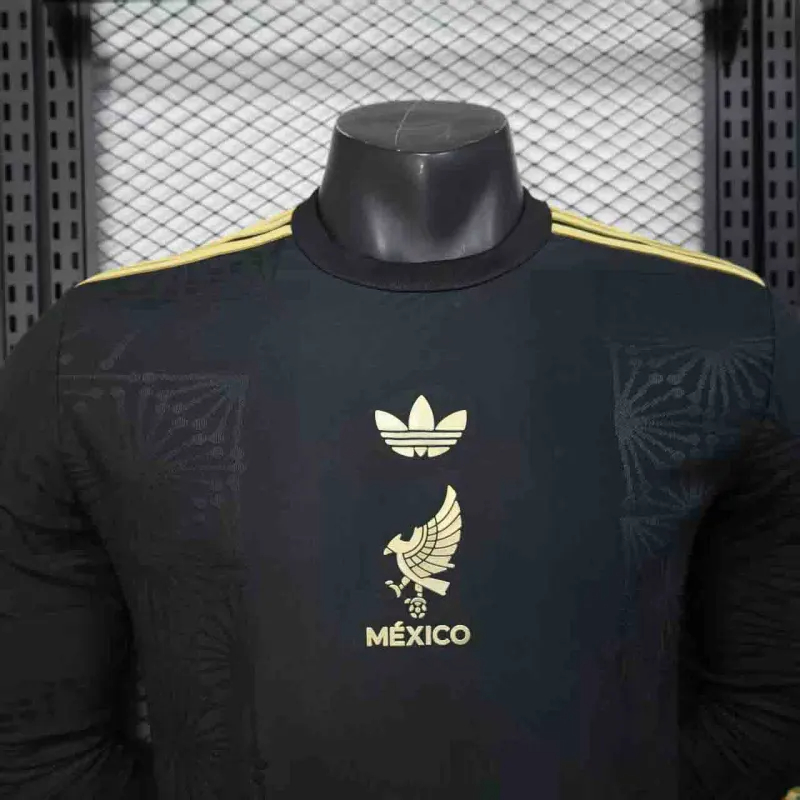 Mexico Authentic Gold Cup Black Special Long Sleeve Soccer Jersey 2025