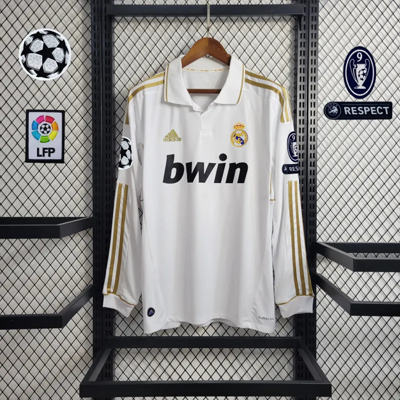 Real Madrid Retro Jersey Home Long Sleeve Soccer Custom Shirt 2011/12