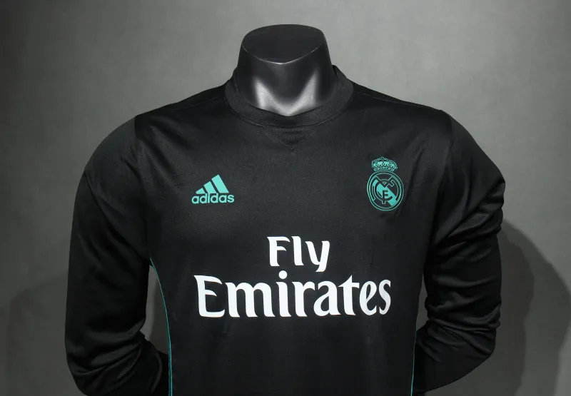 Real Madrid Authentic Retro Jersey Away Long Sleeve Soccer Shirt 2017/18