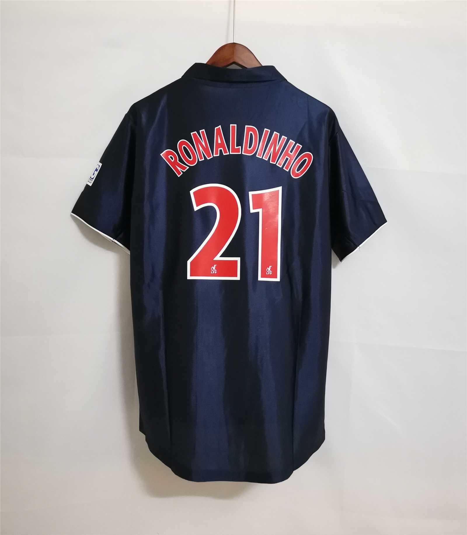 Ronaldinho #21 PSG Retro Jersey Home Soccer Shirt 2001/02