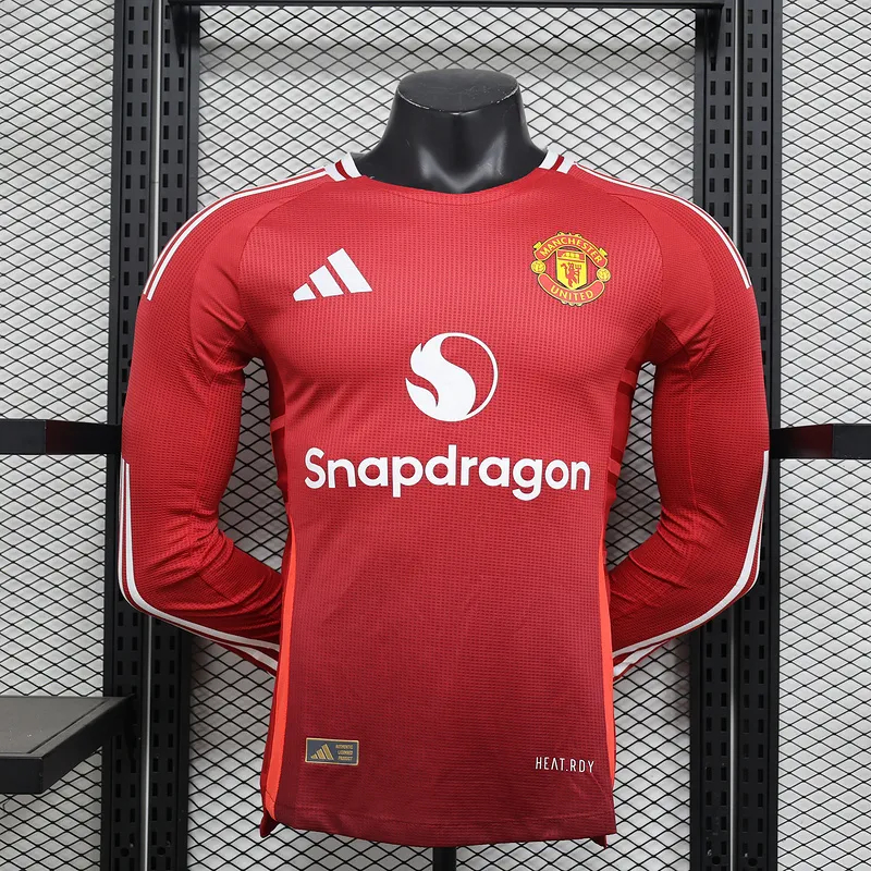 Manchester United Authentic Home Long Sleeve Football Jersey Shirt 2024/25