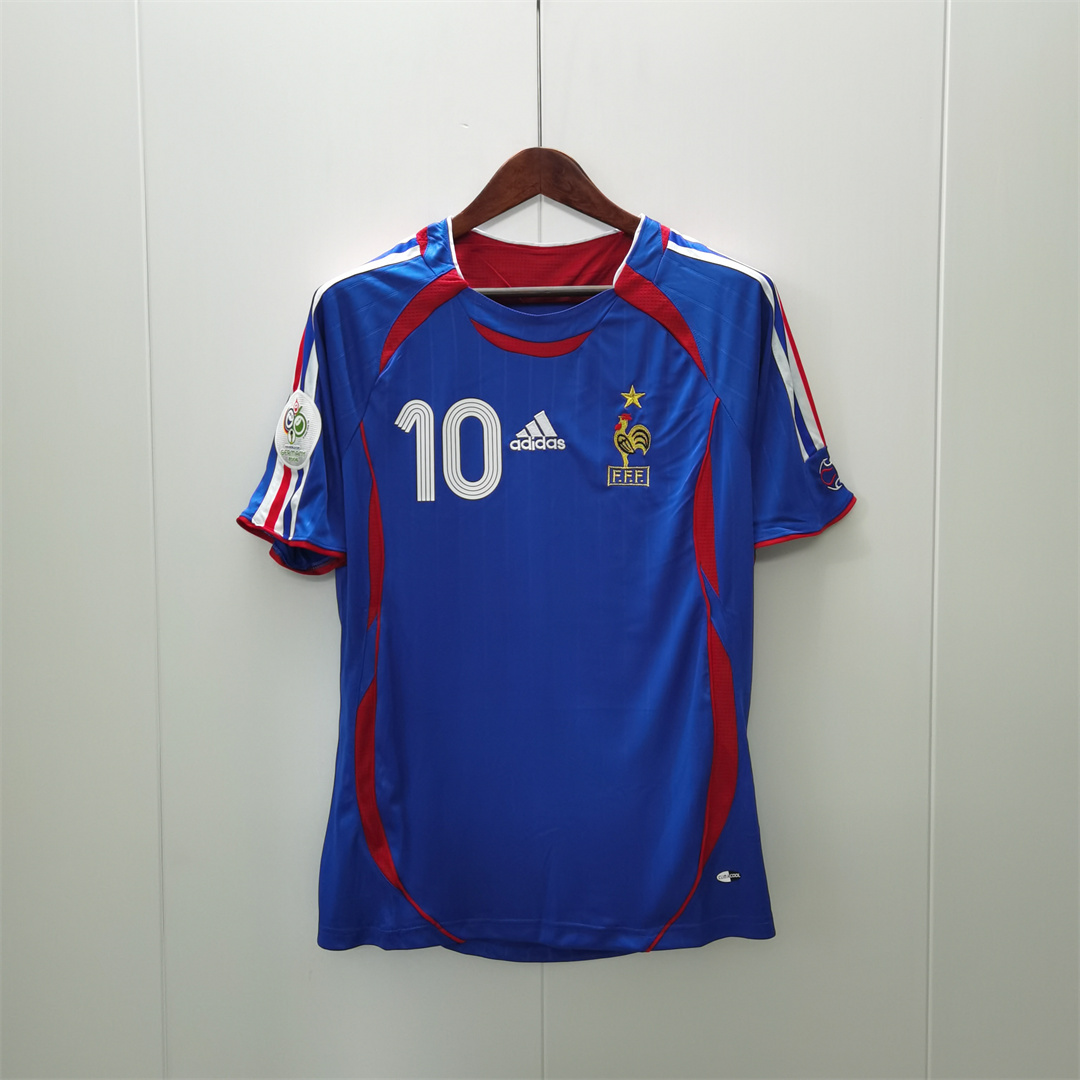 Zidane#10 France Retro Soccer Jersey Home Shirt World Cup 2006