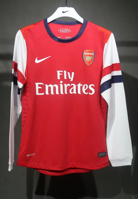 Arsenal Authentic Soccer Retro Jersey Home Long Sleeve Shirt 2012-13