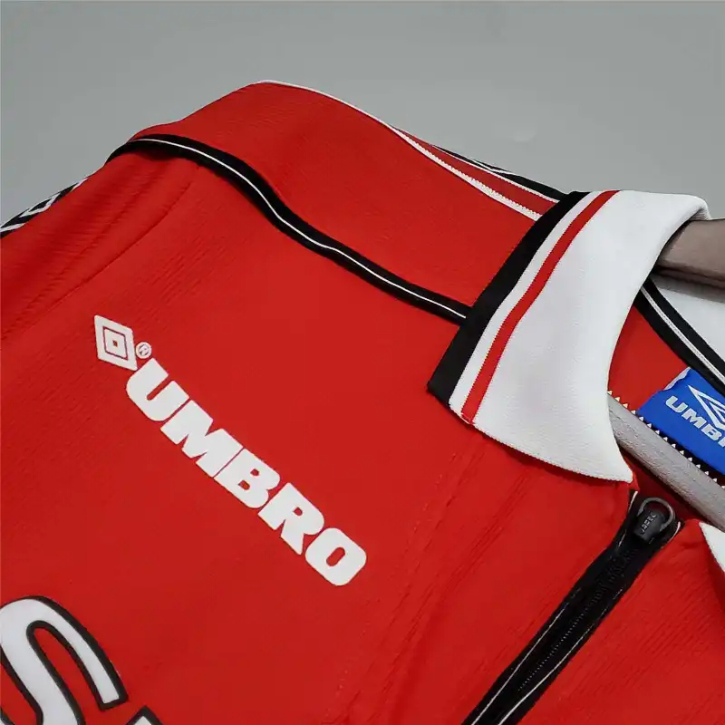 Beckham #7 Manchester United Retro Home Long Sleeve Football Jersey Shirt 1998/99