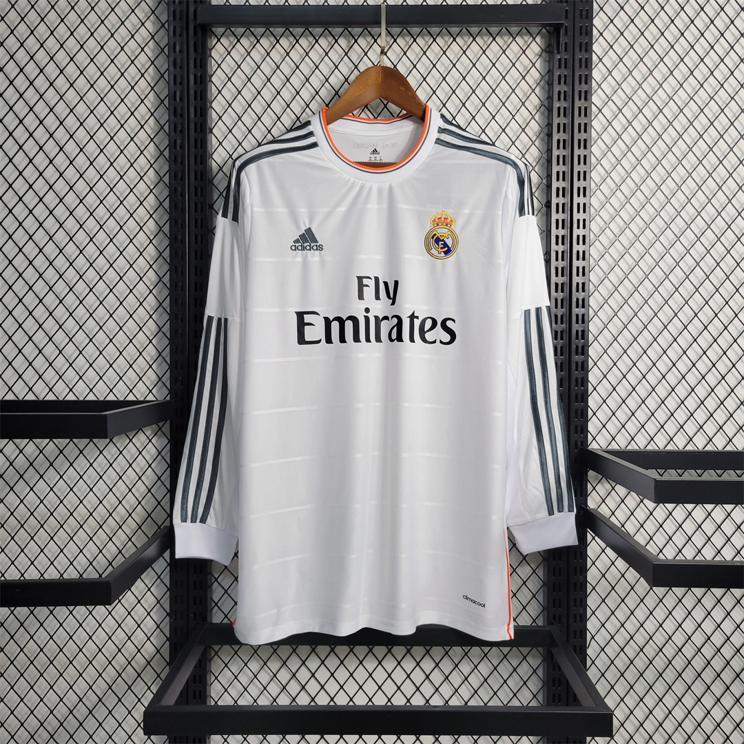 Real Madrid Retro Jersey Home Custom Long Sleeve Soccer Shirt 2013/14