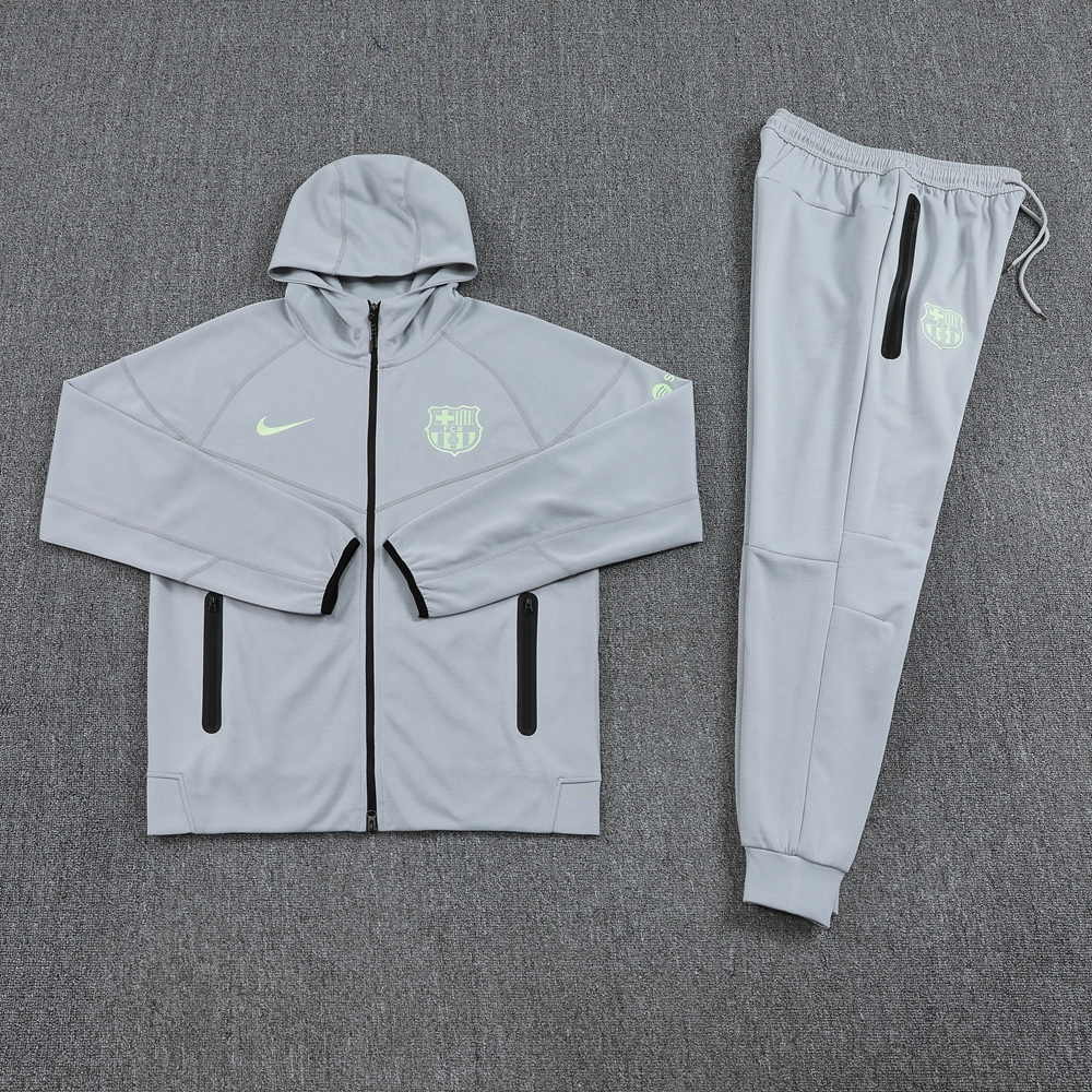 Barcelona Hoodie Training Kit (Jacket+Pants) Grey 2025/26