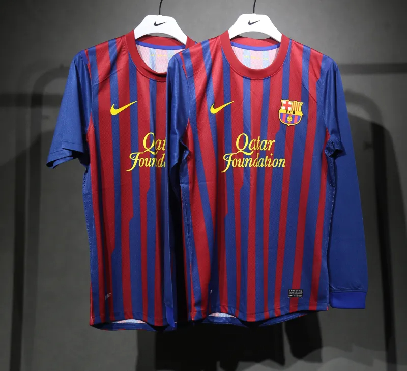 Authentic Barcelona Retro Jersey Home Long Sleeve Soccer Shirt 2011-12