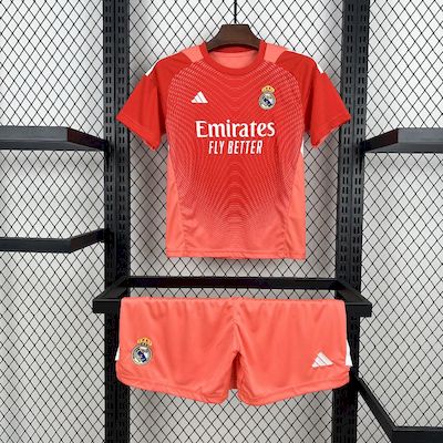 Real Madrid Soccer Jersey Orange Goalkeeper Kids Kit Jersey+Shorts 2025/26