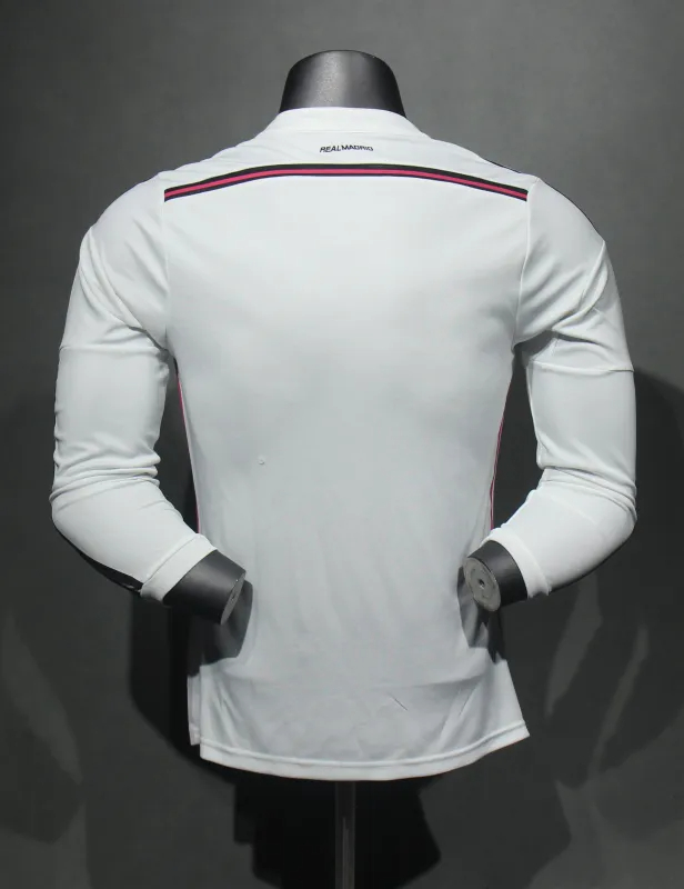 Real Madrid Authentic Retro Jersey Home Long Sleeve Soccer Shirt 2014/15