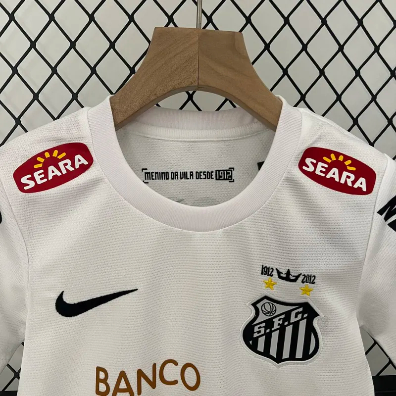 Santos FC Retro Soccer Jersey Home Kids Kit Jersey+Shorts 2012