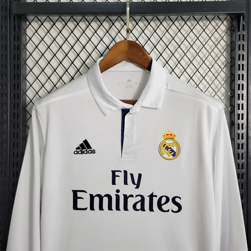 Real Madrid Retro Jersey Home Long Sleeve Soccer Shirt 2016/17