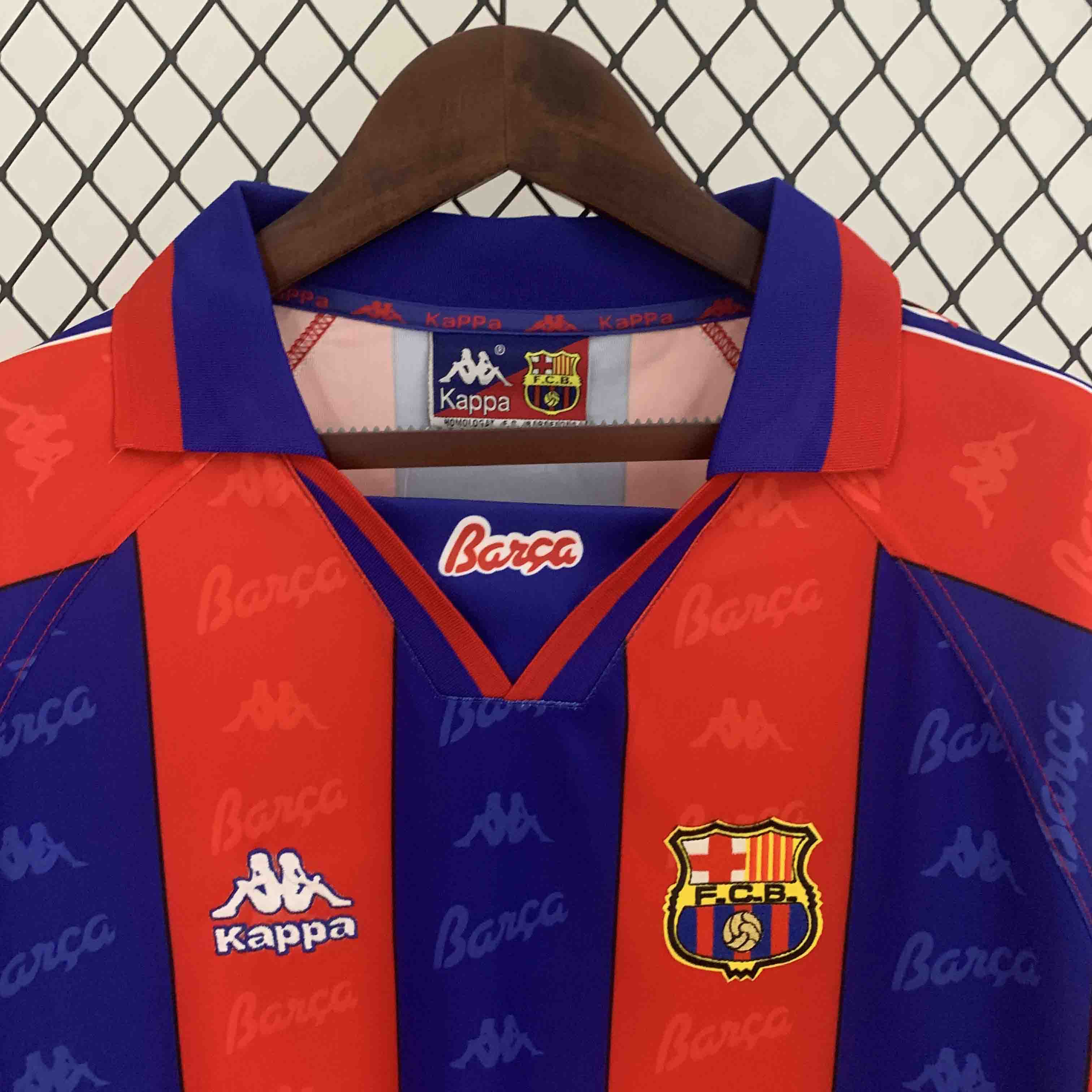 Barcelona Retro Jersey Home Long Sleeve Soccer Shirt 1996-97