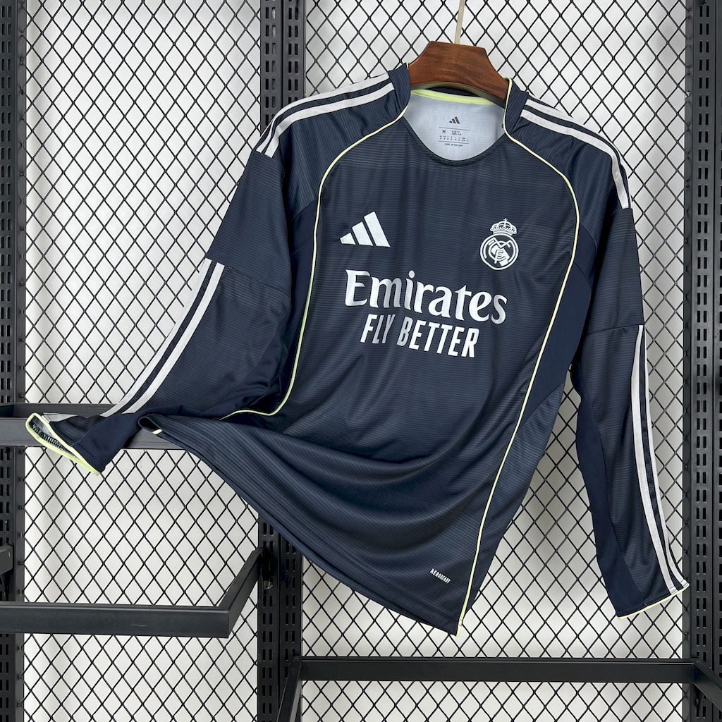 Real Madrid Soccer Jersey Away Long Sleeve Custom Shirt 2025/26