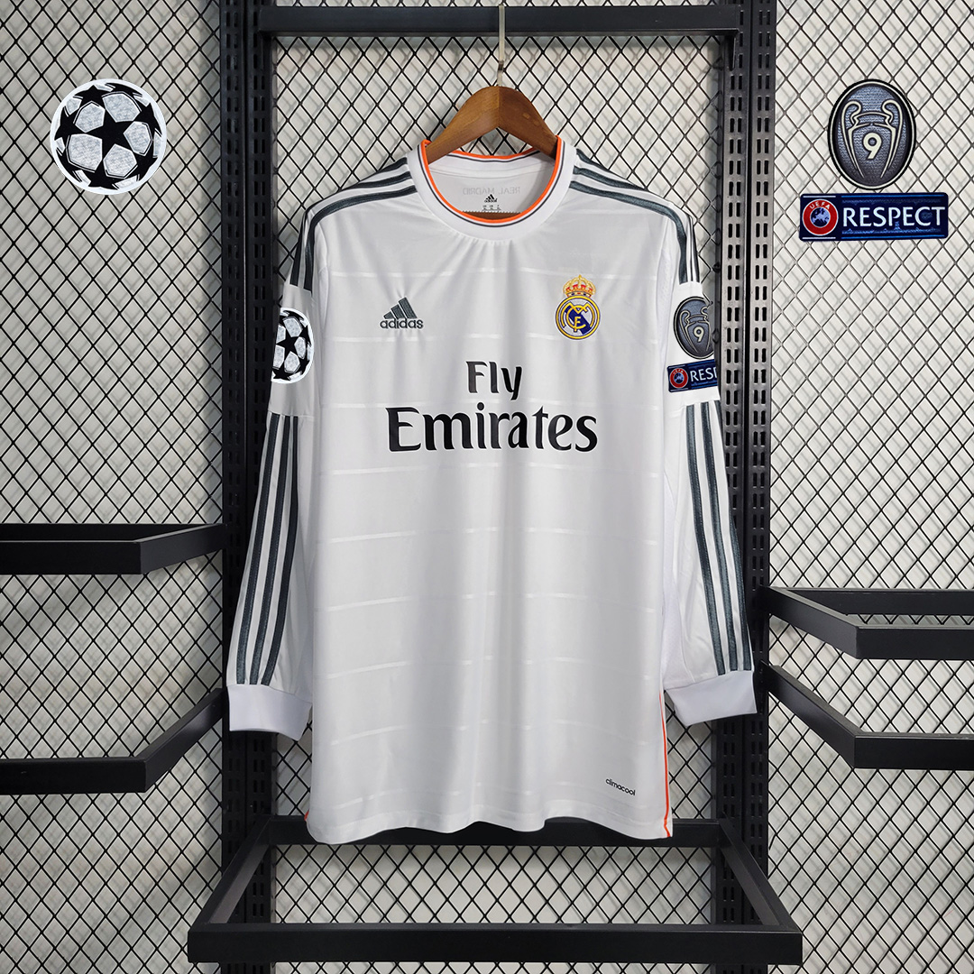 Real Madrid Retro Jersey Home Custom Long Sleeve Soccer Shirt 2013/14