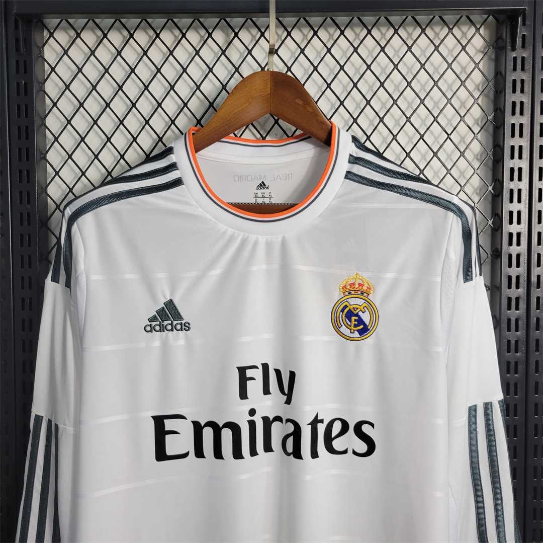 Real Madrid Retro Jersey Home Custom Long Sleeve Soccer Shirt 2013/14