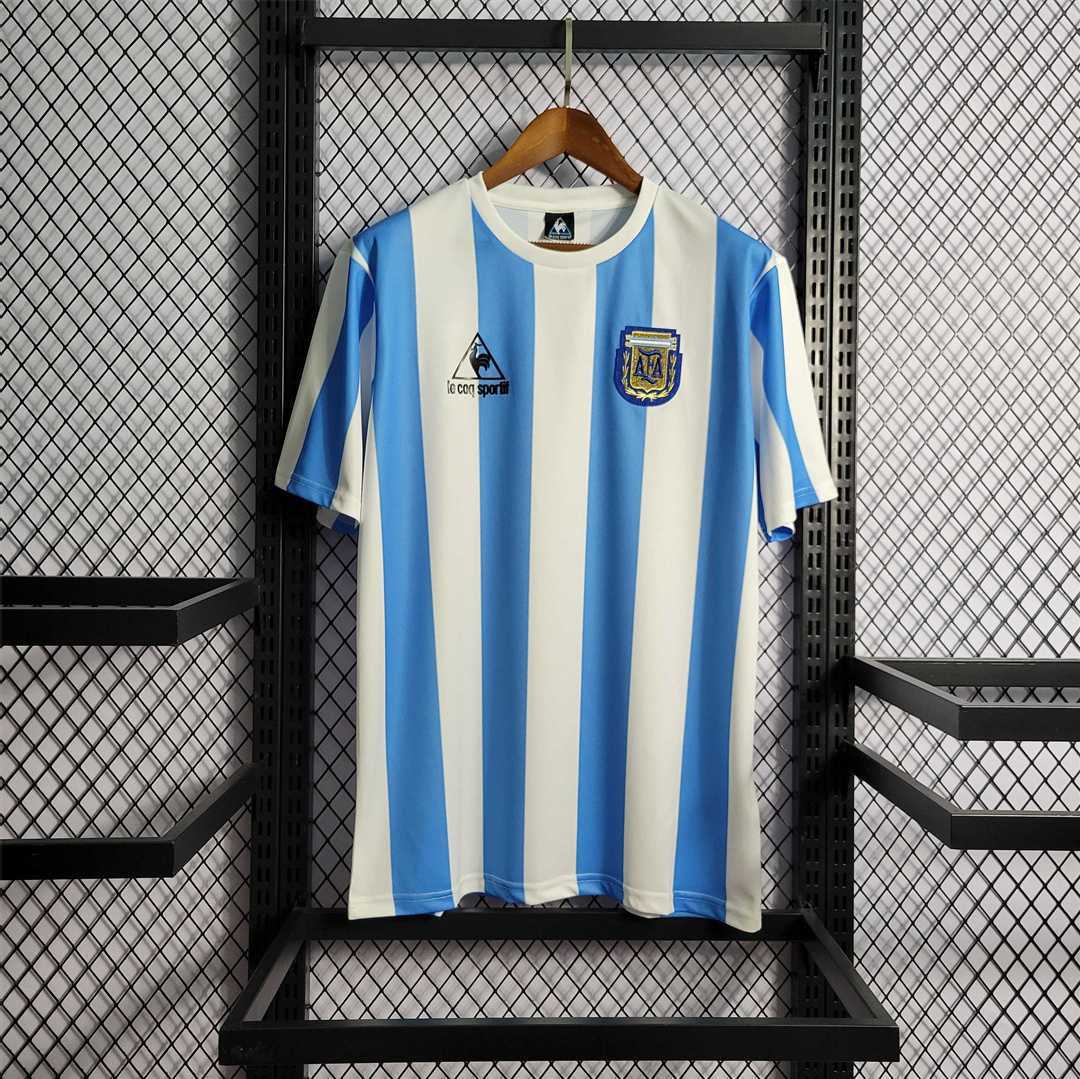 Argentina Retro Jersey Custom Home Football Jersey 1986