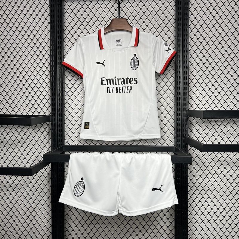 AC Milan Soccer Jersey Away Kids Kit Jersey+Shorts 2024/25