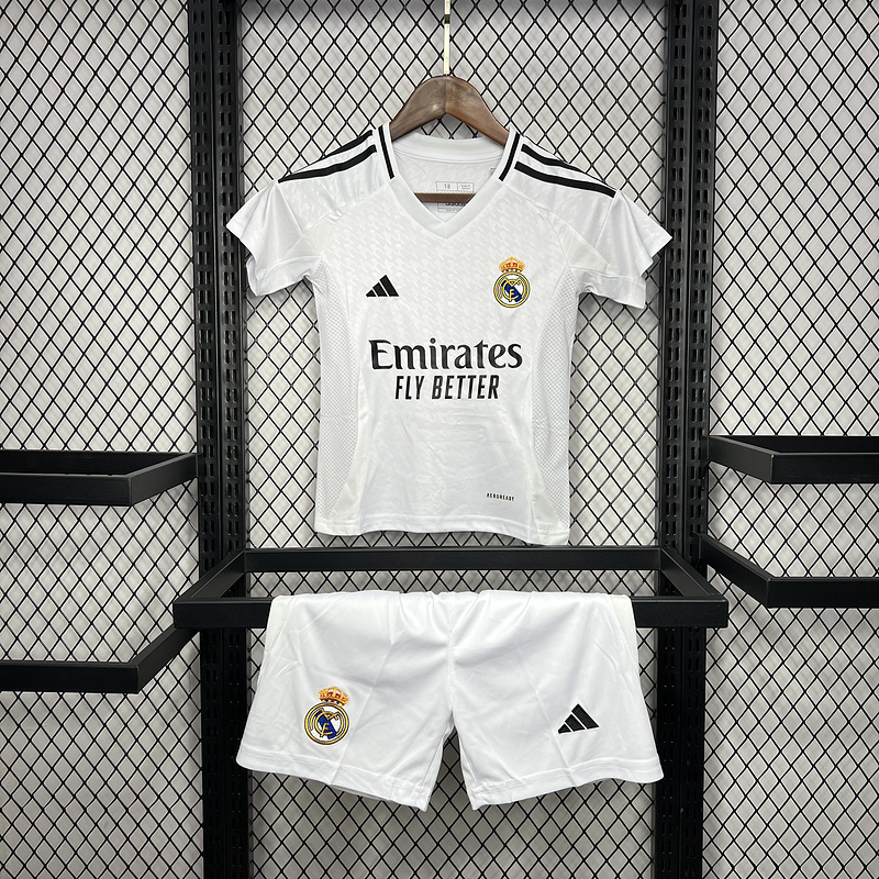 Real Madrid Home Soccer Uniform Kids Kit Jersey+Shorts 2024/25