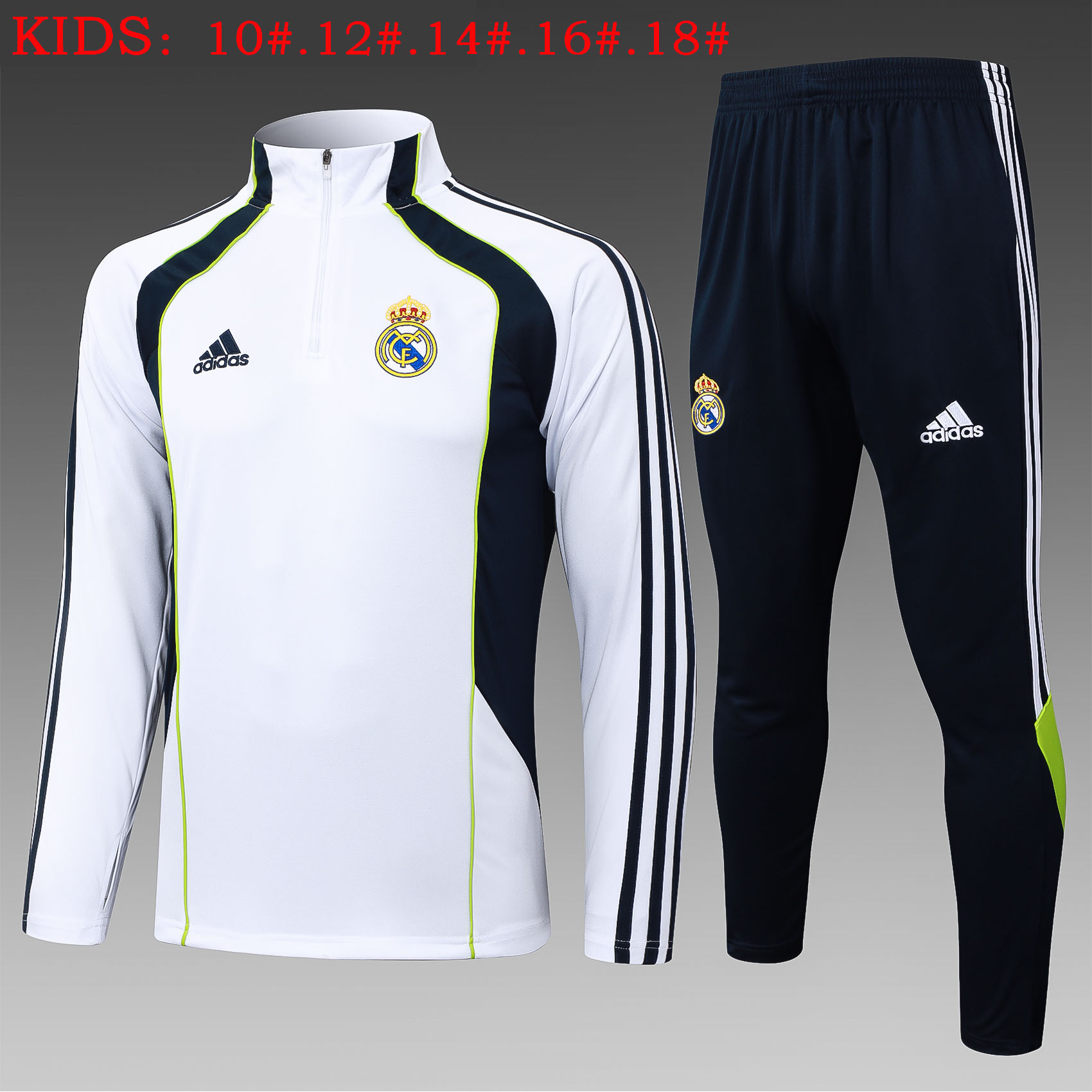 Kids Real Madrid Training Kit (Sweatshirt+Pants) White 2025/26