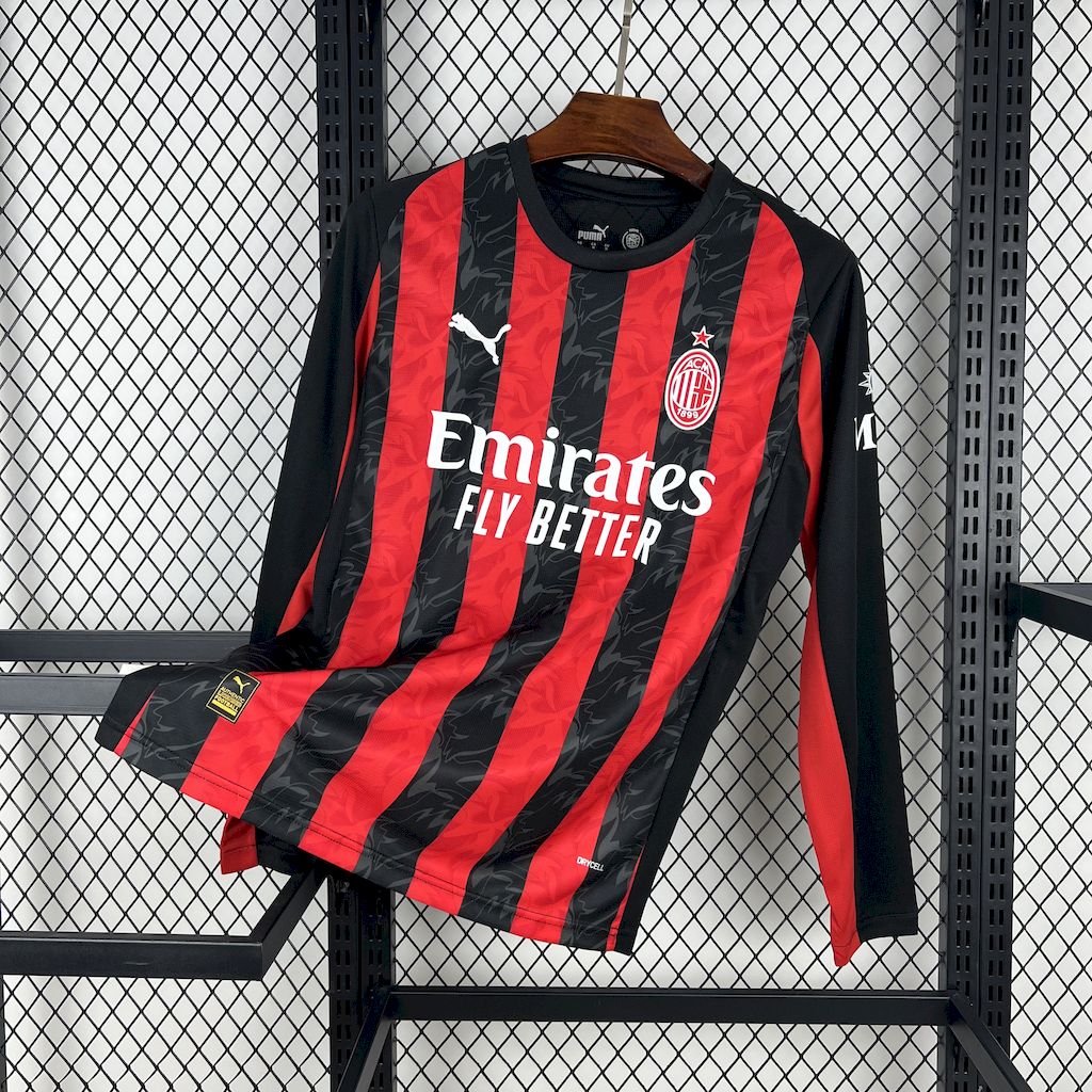 AC Milan Soccer Jersey Home Long Sleeves Custom Shirt 2025/26