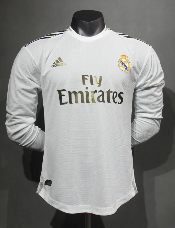 Real Madrid Authentic Retro Jersey Home Long Sleeve Soccer Shirt 2019/20