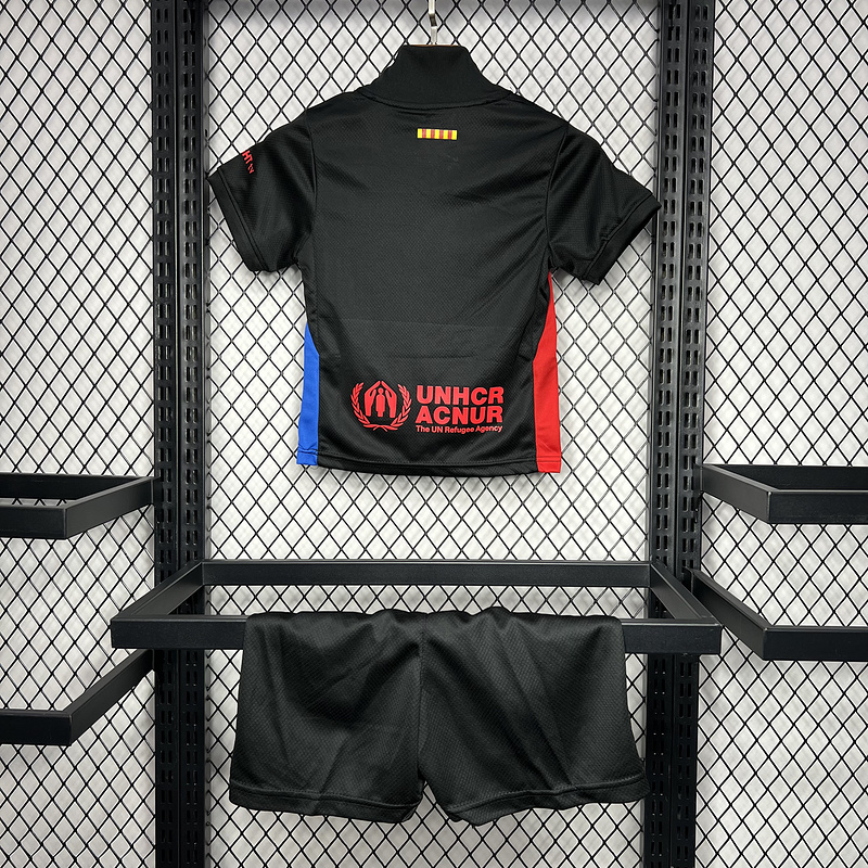 Barcelona Soccer Jersey Away Custom Kids Kit Jersey+Shorts 2024/25 Spotify Logo Without Text