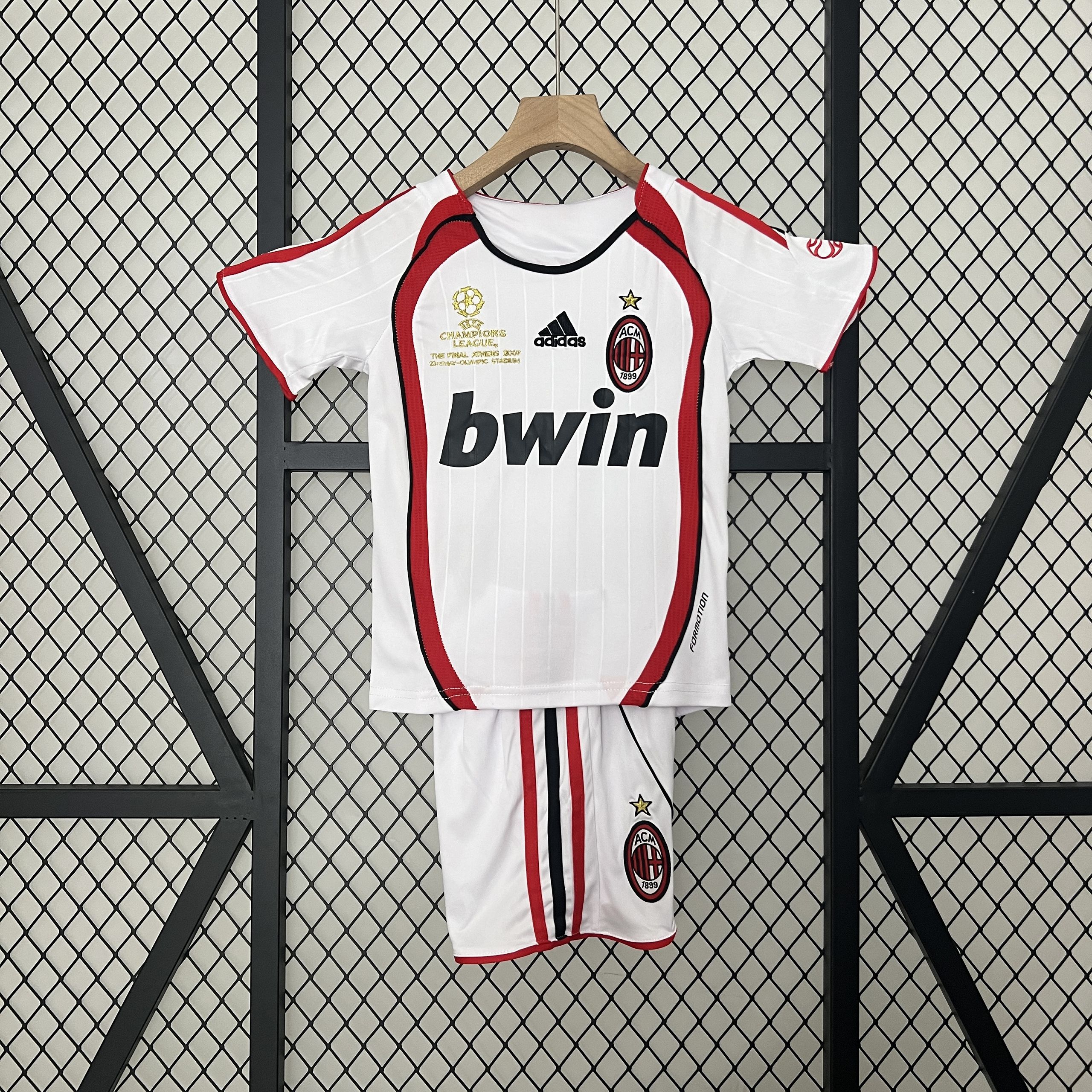 AC Milan Retro Soccer Jersey Away Kids Kit Jersey+Shorts 2006/07 - UCL Final