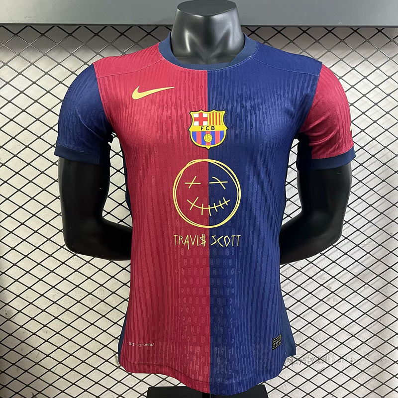 Authentic Soccer Jersey Barcelona Home x Travis Scott Shirt 2024/25