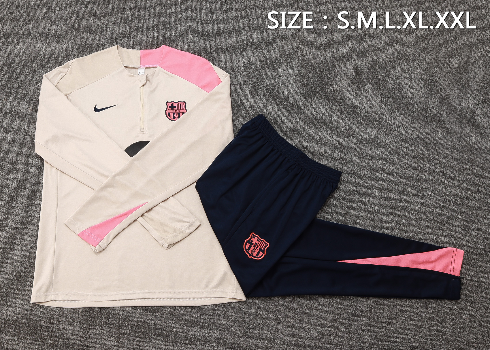 Barcelona Training Kit (Sweatshirt+Pants) Beige 2025/26